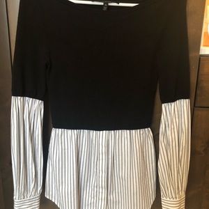 Rarely worn- black sweater pinstripe twofer-